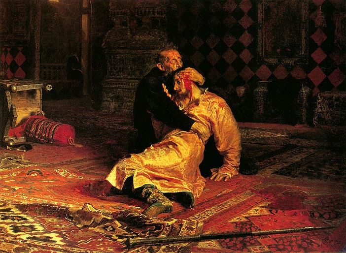 Ivan the Terrible with his son Ivan, 1581, November 16th (Ilya Repin) (1844-1930) Tretyakov Gallery, Moscow